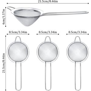 Set di 3 pratici infusori per tè in acciaio inossidabile a maglia fine, colino per cocktail, filtro conico per alimenti e tè sfuso - Product Image 3