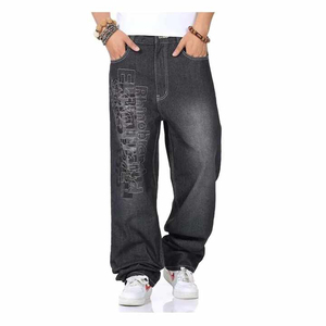 High Quality Men's Loose Color Block Washed Denim <b>Pants</b> With Pockets / Best Rate Breathable Custom Denim Jeans for Men - Product Image 1