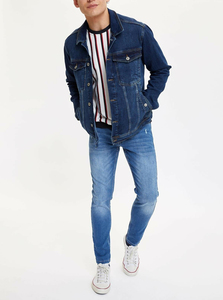 Custom <b>Men</b> <b>Denim</b> <b>Jacket</b> Solid Winter Vintage Washed Cotton Casual Outerwear Slim Fit Button Durable Front OEM ODM Private Label - Product Image 5