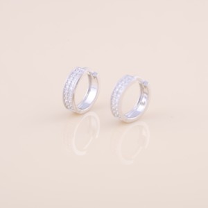 Pendientes de Aro con Doble Hilera de Diamantes Cultivados en Laboratorio con Certificación IGI, Oro Amarillo/Blanco y Rosa de 9 Quilates, Pendientes de Aro Huggie para Mujer - Product Image 5