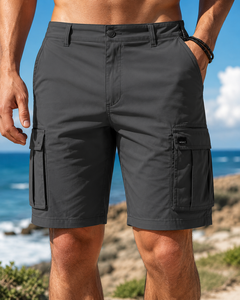 Pantalones Cortos Cargo para Hombre MIAZ, Color Verde Oliva, Cintura Alta, Cierre con Cordón, Secado Rápido, Tejido de Punto, Casuales, con Bolsillos, Personalizados - Product Image 4