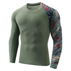 <b>Men</b> Sleeveless Rash Guard Green Camo Print Sublimation Quick Dry Polyester <b>Compression</b> <b>Shirt</b> UPF50+ 120g - Product Image 2