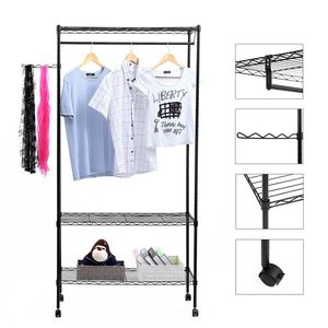 Organizzatore per Armadio Portatile a 3 Ripiani in Metallo con Mensola e Appendiabiti - Product Image 5