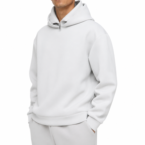 Sweat-shirt à capuche gris pour homme, coupe ample, couleur unie, en molleton, style décontracté, style automne, 100% coton, avec poche - Product Image 4