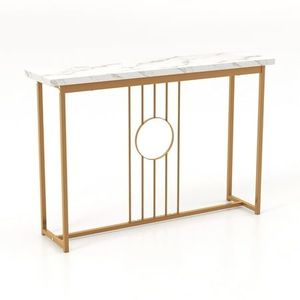 Artistic Metal <b>Console</b> <b>Table</b> Featuring Luxury <b>Marble</b> Top Elegant Display Furniture For Entryway Living Area Decoration - Product Image 1