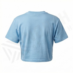 เสื้อครอปท็อปผ้าฝ้ายสีพื้นแบบกำหนดเองสำหรับผู้หญิง พิมพ์ลายดิจิทัล สไตล์สตรีทแวร์ ออกกำลังกาย ฟิตเนส เสื้อยืดสำหรับออกกำลังกาย - Product Image 2