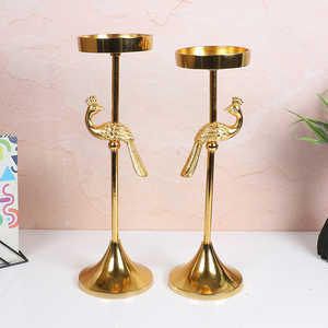 Handcrafted Gold Plated Aluminum <b>Tea</b> <b>Light</b> <b>Holder</b> Peacock Design Heat Resistant Tabletop Home Wedding Christmas Decoration - Product Image 3