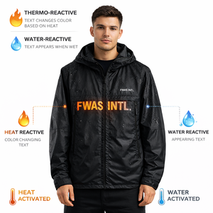 Veste coupe-vent thermoréactive à capuche pour homme, couleur changeante noir-vert, légère, streetwear Y2K, vestes pour hommes - Product Image 3