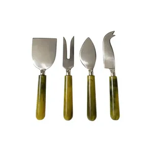 Ensemble de couteaux à fromage modernes et personnalisés, lames en acier inoxydable, manches en résine, écologiques, durables, fourchettes, spatules, outils à fromage - Product Image 1
