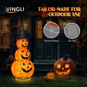 Decorazioni di Halloween da Esterno Pieghevoli e Illuminate da 1,5 m, Zucca Pre-Illuminata per Decorazioni Festive - Product Image 5