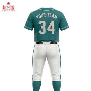 Ensemble uniforme de baseball vert pour homme avec pantalon blanc, en polyester respirant pour adultes - Product Image 2