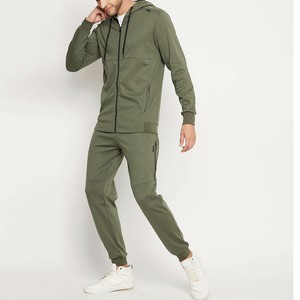 Chándal con Capucha para Hombre, 100% Algodón y Poliéster, Color Verde Oliva, Manga Larga, Cierre Frontal con Cremallera, Casual, Transpirable, Corte Regular, Color Sólido, OEM - Product Image 3
