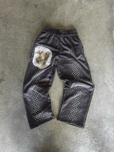 Distressed Custom Printed French Terry Sweatsuit Distressed Sweatpants and Hoodie Sets Vintage Acid Wash Baggy <b>Tracksuit</b> Men - Product Image 3