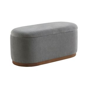 Panca contenitore sollevabile in tessuto di velluto a coste grigio con seduta imbottita in schiuma per arredamento soggiorno - Product Image 3