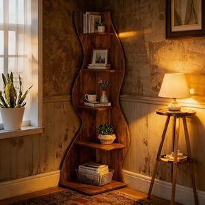 Modern <b>Corner</b> Wall <b>Bookshelf</b> Stylish and Contemporary Bookcase Design - Product Image 4