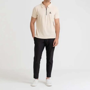 เสื้อเชิ้ตผู้ชายแขนสั้นคอซิป 1/4  ผ้าฝ้าย 100% พิมพ์ลาย ระบายอากาศได้ดี กันยับ สวมใส่สบาย มีซิปด้านหน้า ขายส่ง - Product Image 6