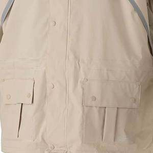 Conjunto de Ropa Impermeable y Cortavientos para Hombre, Color Beige, Transpirable, de Nailon, con Capucha y Detalles Negros, Ropa de Trabajo de Alta Visibilidad - Product Image 3