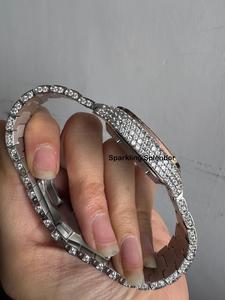 Reloj de Lujo con Diamantes Moissanite y Esfera Árabe Real para Hombre, Diseño Exclusivo Cuadrado de Acero Inoxidable, Reloj Mecánico con Incrustaciones de Diamantes - Product Image 5