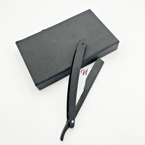 Venta al por mayor de herramientas de aseo para hombres hechas a mano de acero inoxidable 100% mate negro de calidad superior, maquinillas de afeitar de barba de lujo para afeitado facial - Product Image 1