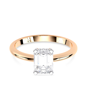 Bague de fiançailles en or massif 14 carats plaqué rhodium avec halo caché en diamant de laboratoire taille émeraude 2,10 CTW certifié IGI Luxe - Product Image 2