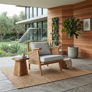 Sillón Chaise Longue de Madera de Teca con Ratán Natural, Sillón de Lujo para Sala de Estar, Silla Decorativa Tejida para Patio, Muebles para el Hogar - Product Image 5