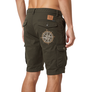 Shorts cargo utilitaires distinctifs pour hommes, avec motif boussole héritage et construction décontractée de qualité supérieure - Product Image 1