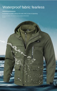 Veste zippée enduite Rusk pour homme, automne-hiver, respirante, doublée polaire, épaisse, imperméable, coupe-vent, chaude, pour l'alpinisme - Product Image 5