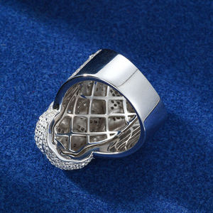 Men's 22K Gold Plated Lion Head <b>Ring</b> With Round Brilliant Cut Synthetic Diamonds Hiphop Style Party Jewelry - Product Image 4