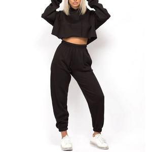 Conjunto Deportivo Premium para Mujer, Bordado, Estilo Vintage, Sudadera Corta y Pantalones Deportivos, 100% Algodón, Logotipo Personalizado, Invierno - Product Image 1