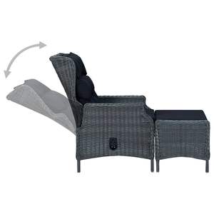 Grande chaise de jardin ronde en rotin PE gris foncé, élégante et durable, mobilier d'extérieur - Product Image 4