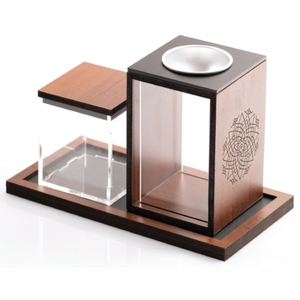Moderno Juego de Mubkhar Triangular de Acrílico y Madera, Quemador de Incienso Árabe Bakhoor con Bandeja de Servicio, Regalo de Fragancia para el Hogar - Product Image 2