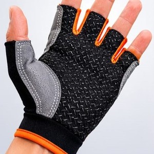 <b>Half</b> Finger Cycling Gloves Adjustable Wrist Strap Hook and Loop Closure Non <b>Slip</b> Breathable Leather Unisex Diamond Pattern - Product Image 3