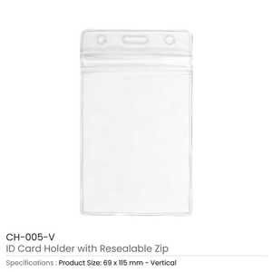 Vertical Plastic Badge <b>Holder</b> with Resealable Zip - Product Image 3