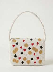 Sac à main rectangulaire en toile brodé à la main avec motif carte 777 pour les soirées - Product Image 3