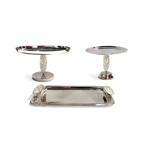 Metal Marble and Wood Contemporary Round Serving Tray-Eco-Friendly <b>Disposable</b> Party <b>Platter</b> - Product Image 1