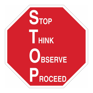 ป้ายความปลอดภัย Brady STOP Think Observe Proceed สำหรับห้องปฏิบัติการและพื้นที่ทำงาน - Product Image 1