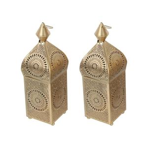 Lámpara Colgante Marroquí, Portavelas para Tealight, Metal Dorado con Vidrio Repujado Multicolor, Decoración para el Hogar y Regalos - Product Image 5