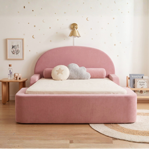 Lit de sol en mousse rose moderne, confortable et écologique pour tout-petits, rembourré en velours, compressé sous vide pour chambre à coucher - Product Image 1