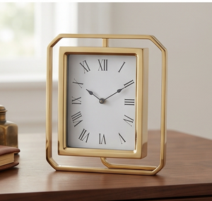 Reloj de Mesa Rectangular de Metal Premium con Acabado en Color Dorado, Perfecto para una Decoración Elegante del Hogar y un Estilo Atemporal - Product Image 6