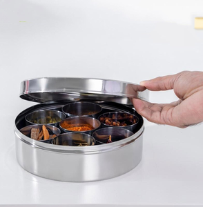Stainless Steel Spice <b>Box</b> Handmade Elegant Design <b>Herb</b> Tool Storage Spice <b>Box</b> with Lid and Spoon - Product Image 5