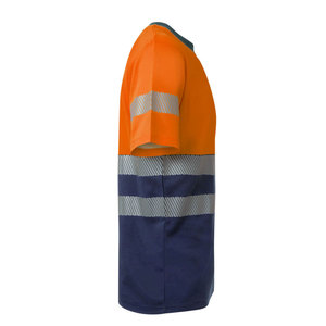 Men's High Visibility Reflective Safety T-Shirt <b>Orange</b> Navy Short Sleeve Workwear Style Quick Dry Summer Casual Shirt - Product Image 2