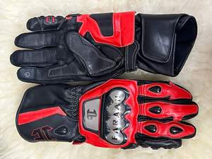 Gants de moto en cuir pour course, en stock, avec protection intégrale des poignets et des phalanges, pour la conduite sur circuit. - Product Image 2