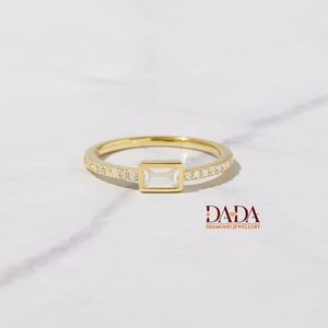 Emerald Cut Lab Grown Diamond <b>Ring</b> for Women Bezel Set <b>Solitaire</b> Engagement <b>Ring</b> Diamond Band Elegant Fine Jewelry Gift - Product Image 1