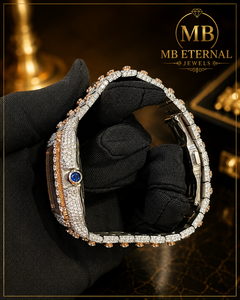 MB ETERNAL JEWELS นาฬิกาเพชร ตัวเรือนทรงสี่เหลี่ยม 30 มม. ตัวเลขโรมัน อนาล็อก ควอตซ์ สำหรับทุกเพศ สไตล์หรูหรา คริสตัลแซฟไฟร์ - Product Image 3