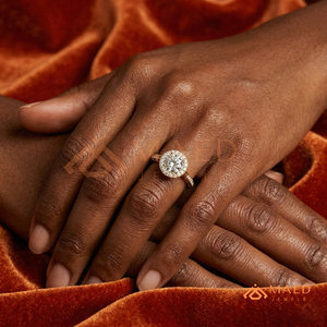 Gold Plated Round Cut Halo Engagement <b>Ring</b> Women Vintage Engraved Split Shank American Diamond <b>CZ</b> Wedding <b>Ring</b> - Product Image 4