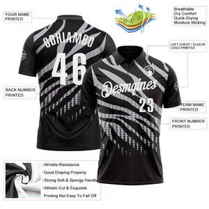 Camiseta de Fútbol Personalizada Yourteams para Hombre, Manga Corta, Impresión Sublimada, Poliéster que Absorbe la Humedad, Diseño a Rayas Negro y Gris - Product Image 3