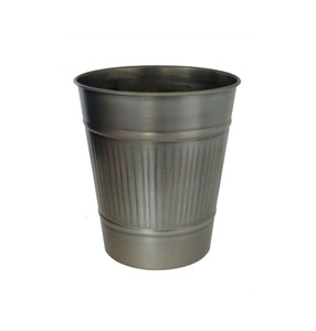 Decorative Metal Waste <b>Bin</b> with Embossed Pattern for Modern Home Interiors - Product Image 1