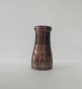 Compact Black and Gold Design <b>Copper</b> <b>Water</b> <b>Bottle</b> Perfect for Yoga Meditation And Ayurvedic <b>water</b> storage overnight From India - Product Image 3