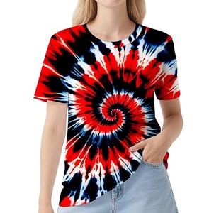 Camiseta Tie Dye Personalizada 100% Algodón para Mujer, Camisetas de Manga Corta con Colores y Logotipo Personalizados para Damas - Product Image 1