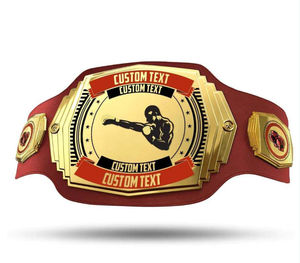 Cinturón de Lucha Deportivo Personalizado con Diseño Luminoso de Neón, Hebilla Dorada y Correa de PU Negra para un Diseño Personalizado - Product Image 4